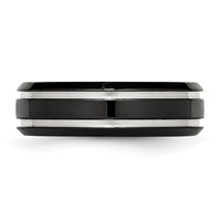 Stainless Steel Polished Black IP-plated 7mm Grooved Band