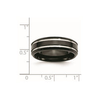 Stainless Steel Polished Black IP-plated 7mm Grooved Band