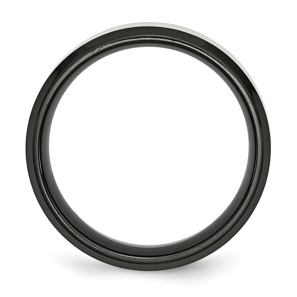 Stainless Steel Polished Black IP w/Brushed Center 8mm Beveled Edge Band