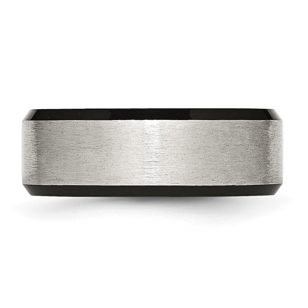 Stainless Steel Polished Black IP w/Brushed Center 8mm Beveled Edge Band