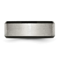 Stainless Steel Polished Black IP w/Brushed Center 8mm Beveled Edge Band