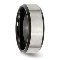 Stainless Steel Polished Black IP w/Brushed Center 8mm Beveled Edge Band
