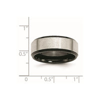 Stainless Steel Polished Black IP w/Brushed Center 8mm Beveled Edge Band