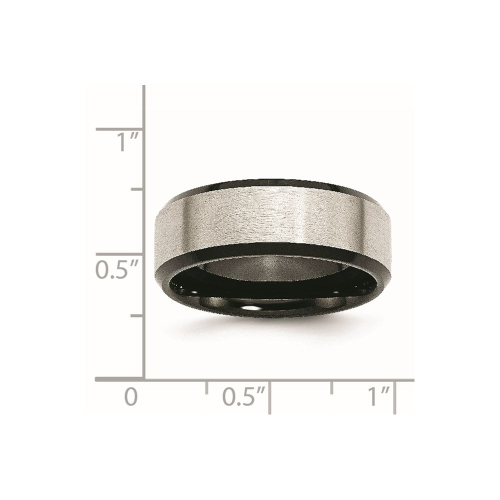Stainless Steel Polished Black IP w/Brushed Center 8mm Beveled Edge Band