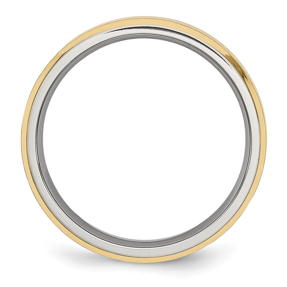 Stainless Steel Brushed/Polished Yellow IP-plated 5mm Beveled Edge Band