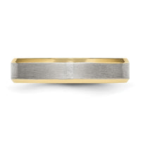 Stainless Steel Brushed/Polished Yellow IP-plated 5mm Beveled Edge Band