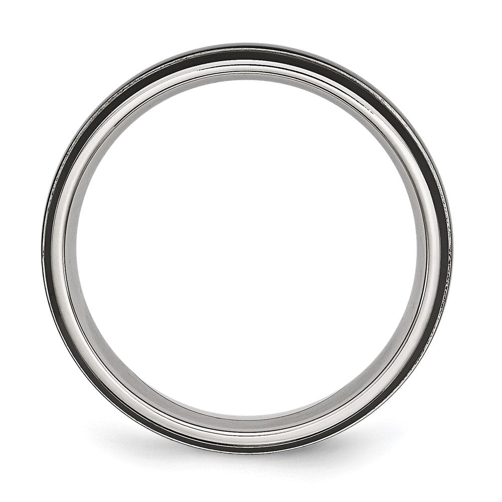 Stainless Steel Polished Black IP-plated 6mm Grooved Band