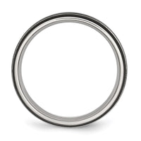 Stainless Steel Polished Black IP-plated 6mm Grooved Band