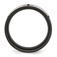 Stainless Steel Brushed/Polished Black IP-plated Crosses 7mm Band