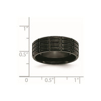Stainless Steel Brushed Black IP-plated 8mm Grooved Band