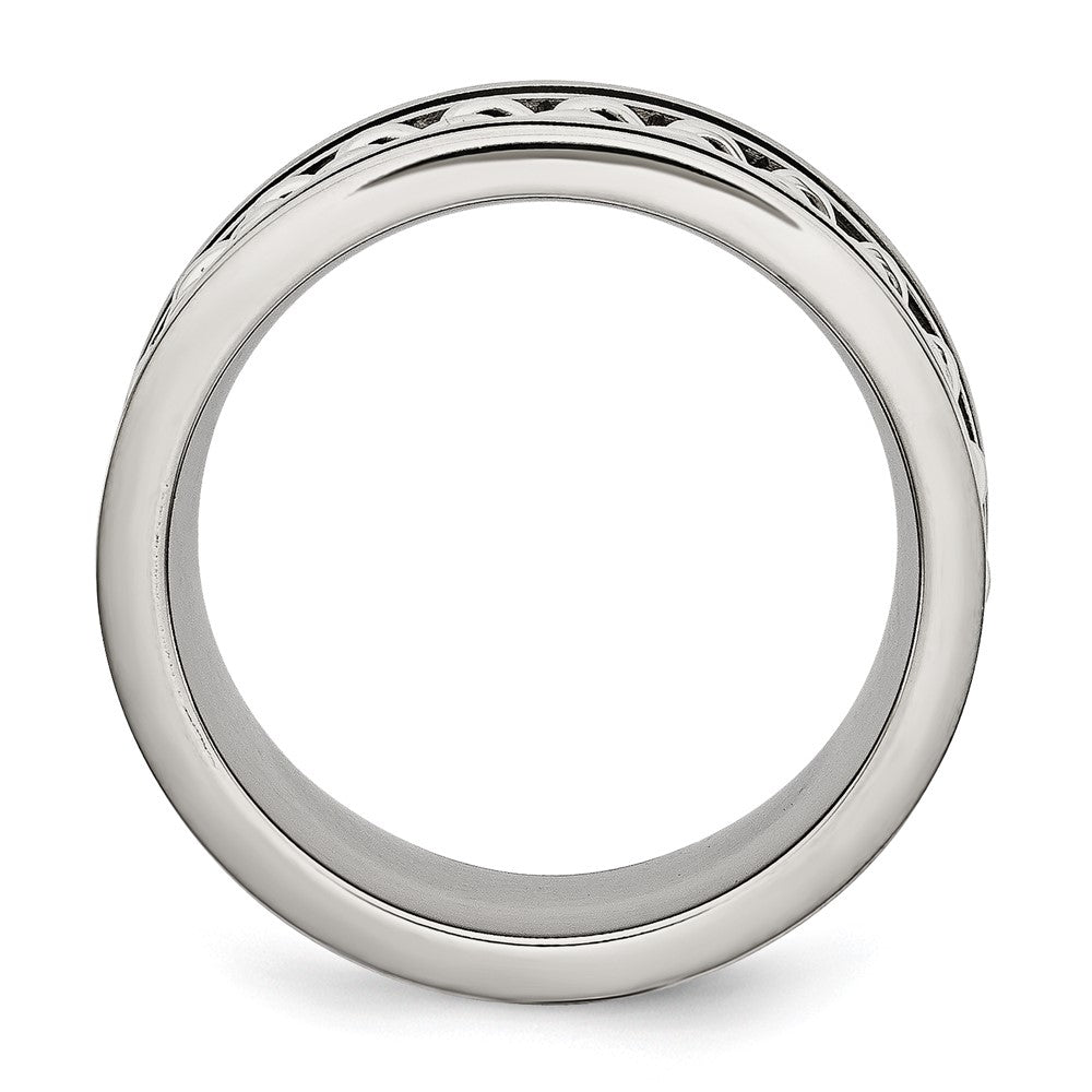 Stainless Steel Brushed & Polished Black IP-plated Chain Inlay 10mm Band