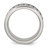Stainless Steel Brushed & Polished Black IP-plated Chain Inlay 10mm Band