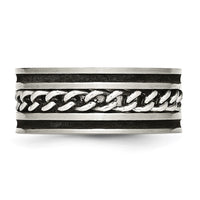 Stainless Steel Brushed & Polished Black IP-plated Chain Inlay 10mm Band