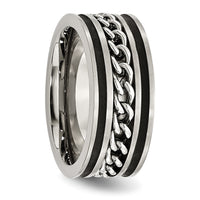 Stainless Steel Brushed & Polished Black IP-plated Chain Inlay 10mm Band