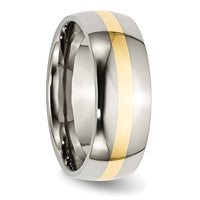 Stainless Steel with 14k Yellow Inlay Polished 8mm Band