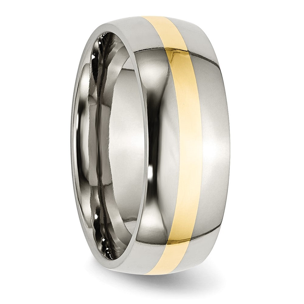 Stainless Steel with 14k Yellow Inlay Polished 8mm Band