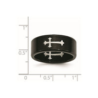 Stainless Steel Brushed Black IP-plated with Cross 9mm Band