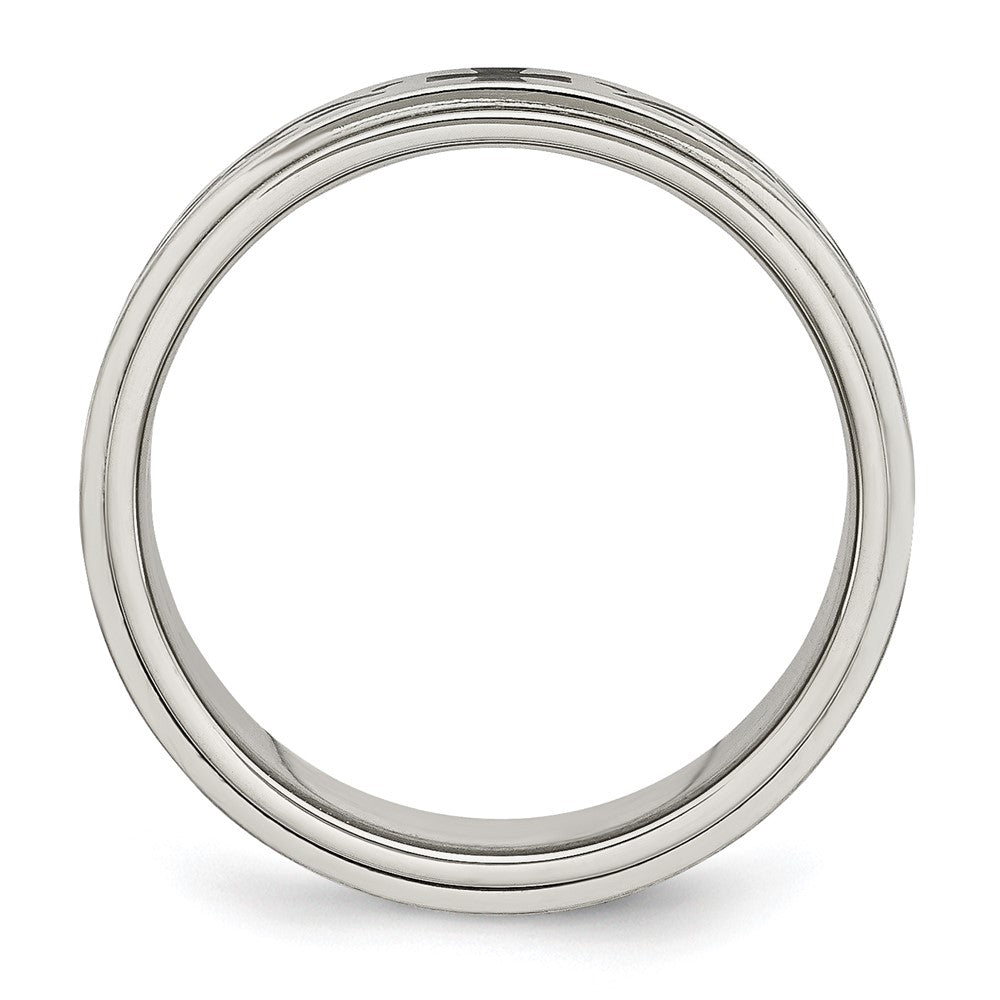 Stainless Steel Brushed/Polished Enamel Rotating Swirl Design 8mm Band