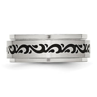 Stainless Steel Brushed/Polished Enamel Rotating Swirl Design 8mm Band