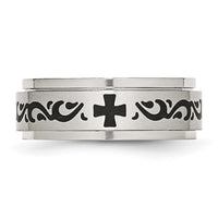 Stainless Steel Brushed/Polished Enamel Rotating Swirl Design 8mm Band