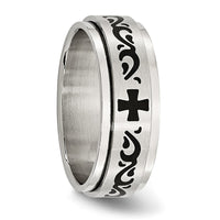 Stainless Steel Brushed/Polished Enamel Rotating Swirl Design 8mm Band