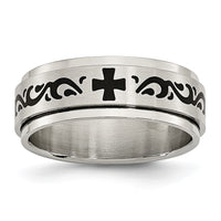 Stainless Steel Brushed/Polished Enamel Rotating Swirl Design 8mm Band