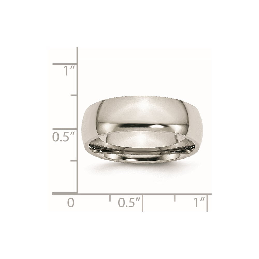 Stainless Steel Polished 7mm Half Round Band