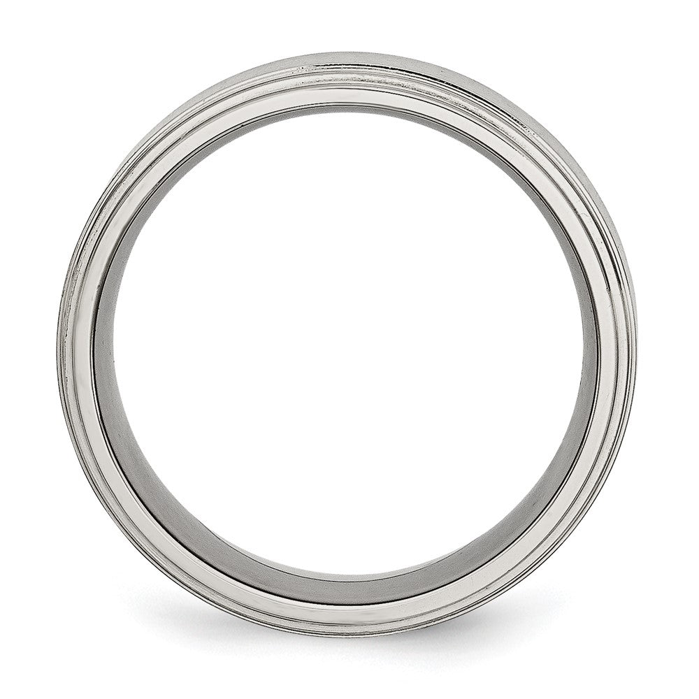 Stainless Steel Polished w/Brushed Center 8mm Ridged Edge Band