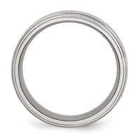 Stainless Steel Polished w/Brushed Center 8mm Ridged Edge Band