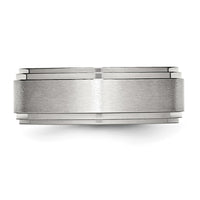 Stainless Steel Polished w/Brushed Center 8mm Ridged Edge Band