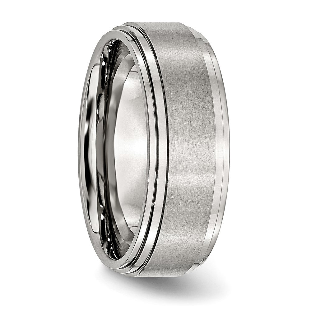 Stainless Steel Polished w/Brushed Center 8mm Ridged Edge Band