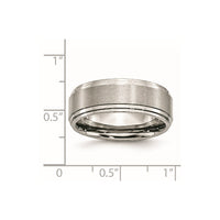Stainless Steel Polished w/Brushed Center 8mm Ridged Edge Band