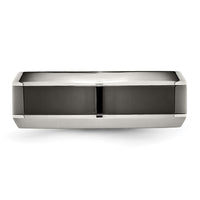 Stainless Steel Base w/Polished Black Ceramic Center Beveled Band