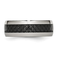Stainless Steel Polished w/ Black Carbon Fiber Inlay 8mm Band