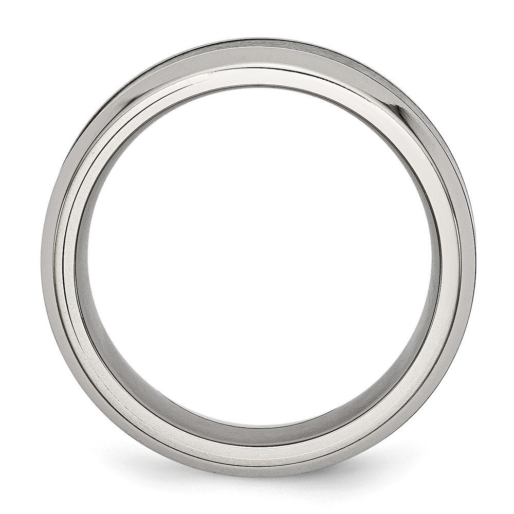 Stainless Steel Base w/Brushed Black Ceramic Center Beveled Band
