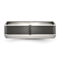 Stainless Steel Base w/Brushed Black Ceramic Center Beveled Band