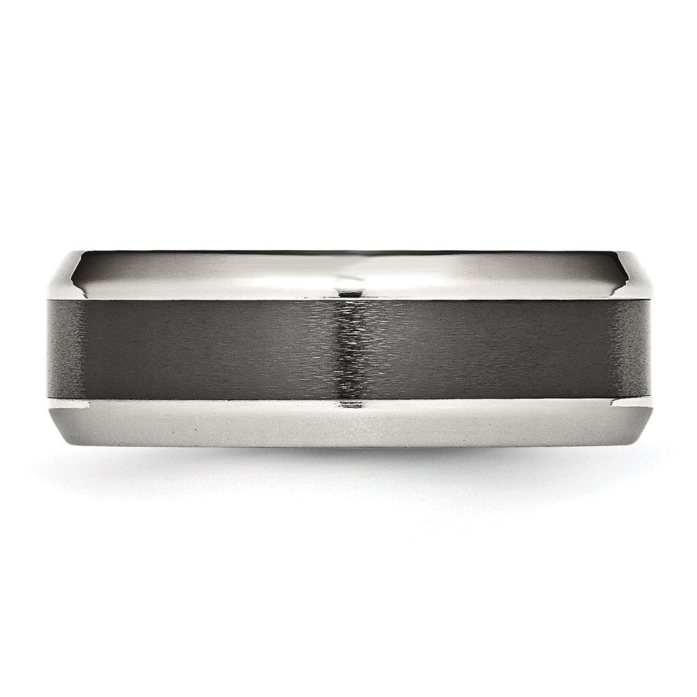 Stainless Steel Base w/Brushed Black Ceramic Center Beveled Band
