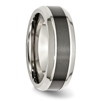 Stainless Steel Base w/Brushed Black Ceramic Center Beveled Band
