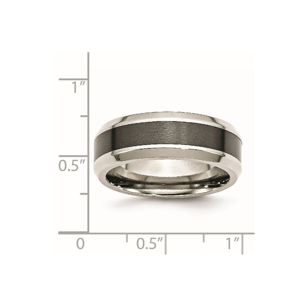 Stainless Steel Base w/Brushed Black Ceramic Center Beveled Band