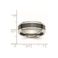 Stainless Steel Base w/Brushed Black Ceramic Center Beveled Band