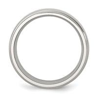 Stainless Steel Polished 8mm Grooved and Beaded Band