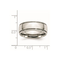 Stainless Steel Polished 8mm Grooved and Beaded Band
