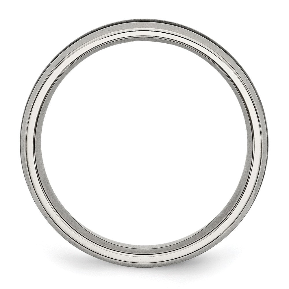 Stainless Steel Polished w/ Black Carbon Fiber Inlay 6mm Band