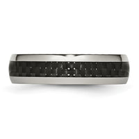 Stainless Steel Polished w/ Black Carbon Fiber Inlay 6mm Band