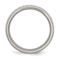 Stainless Steel Polished w/ Grey Carbon Fiber Inlay 6mm Band