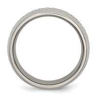 Stainless Steel Polished w/ Grey Carbon Fiber Inlay 8mm Band