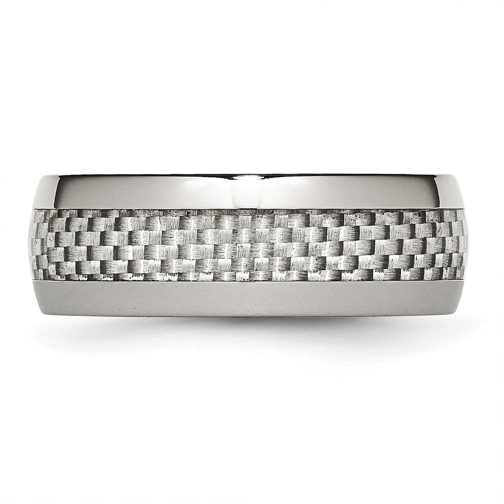 Stainless Steel Polished w/ Grey Carbon Fiber Inlay 8mm Band