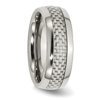 Stainless Steel Polished w/ Grey Carbon Fiber Inlay 8mm Band