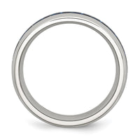 Stainless Steel Polished w/Blue Carbon Fiber Inlay 8mm Band