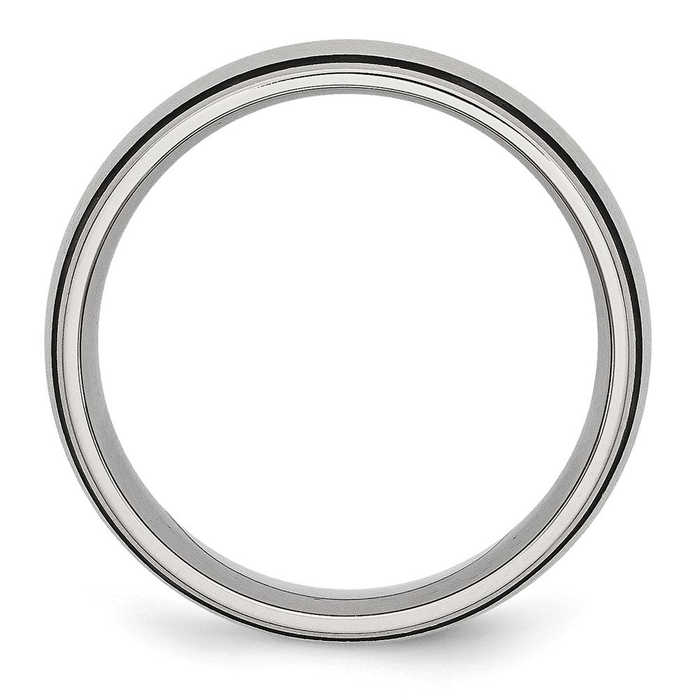 Stainless Steel Brushed w/Black Rubber 8mm Band
